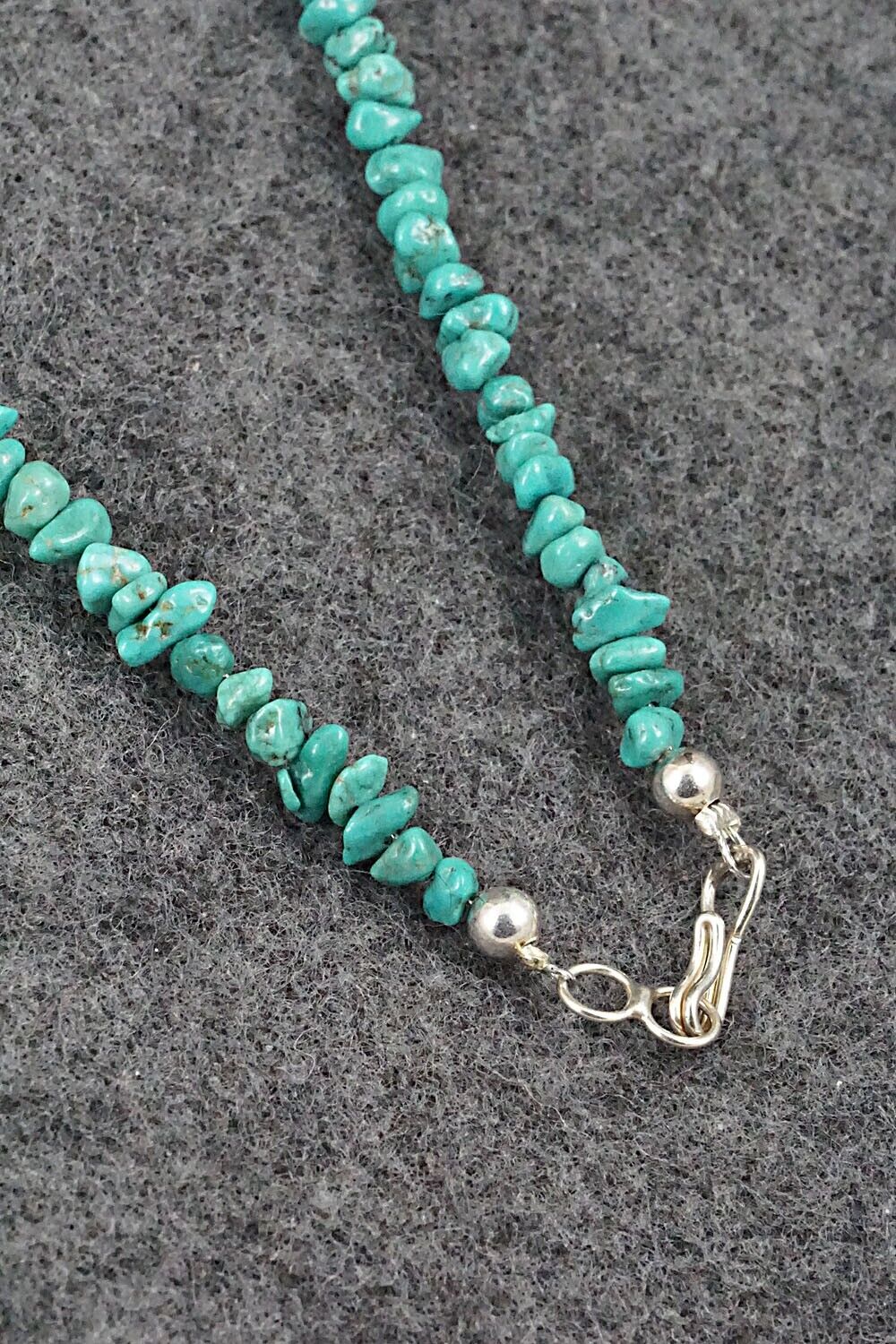 Turquoise & Sterling Silver Necklace 48" - Doreen Jake
