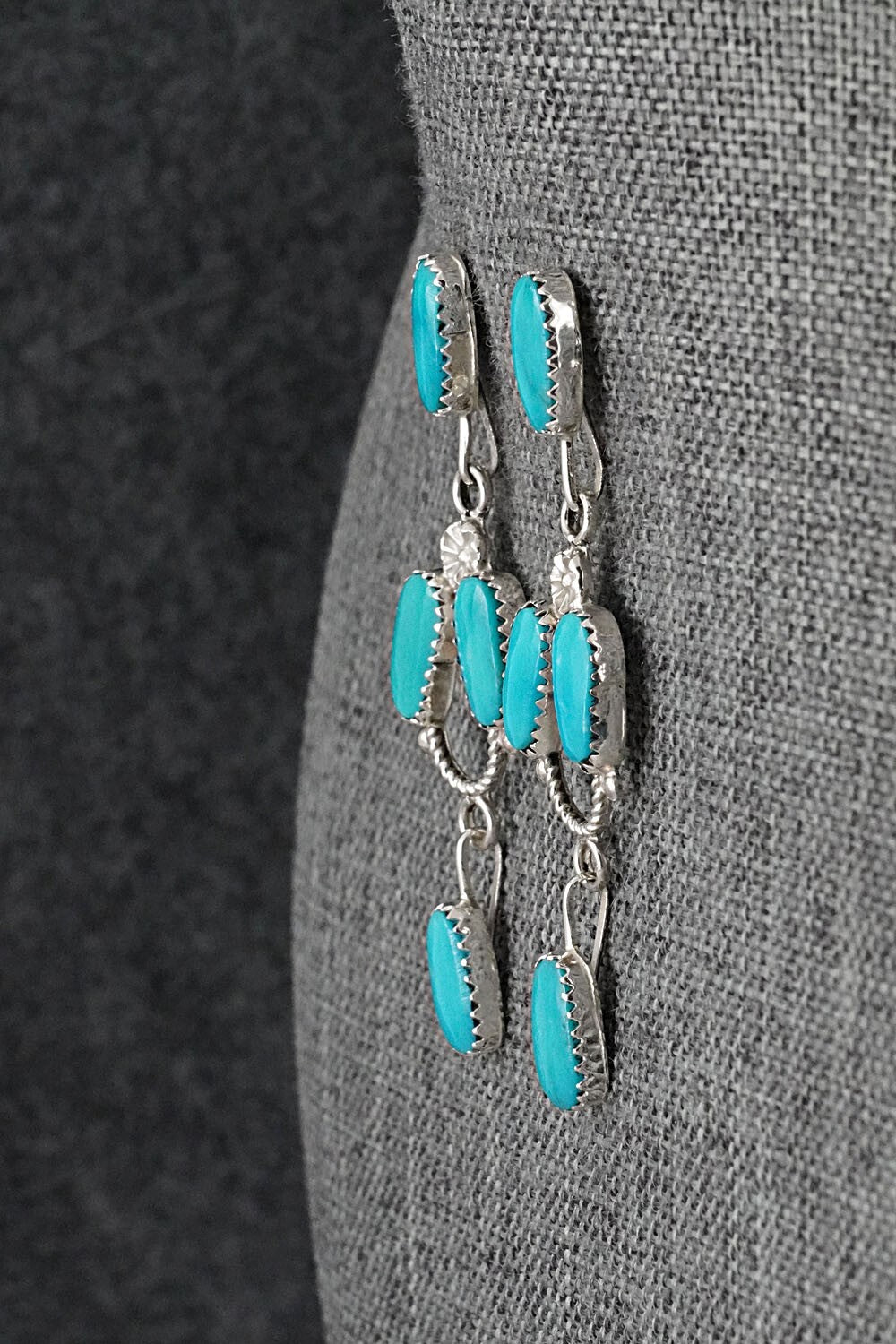 Turquoise & Sterling Silver Earrings - Claudine Penketewa