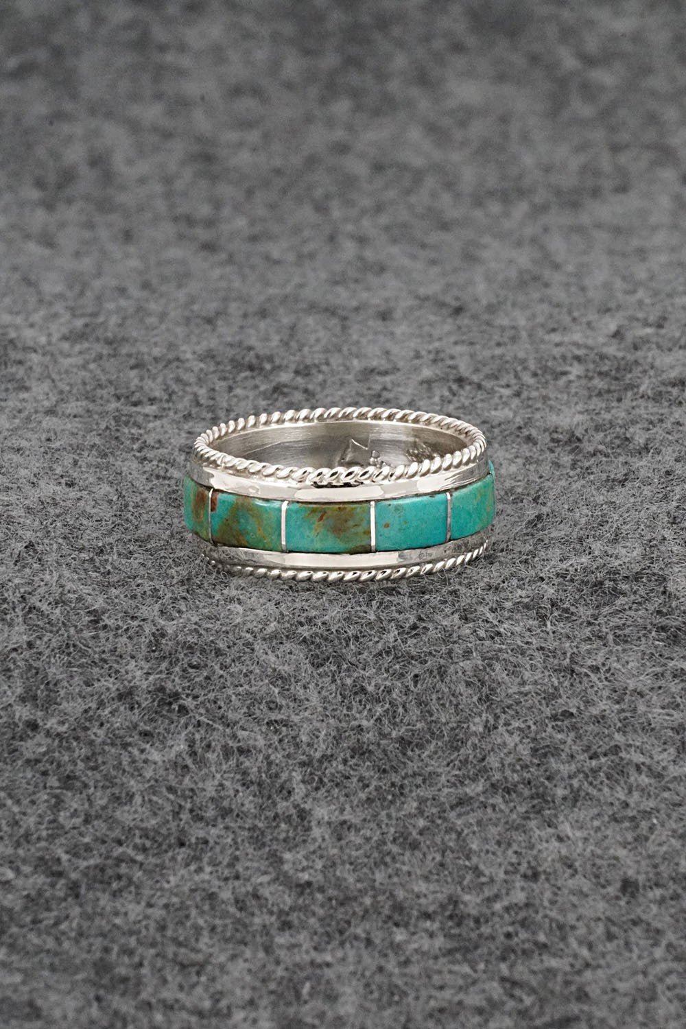 Turquoise & Sterling Silver Ring - Bruce Johnson - Size 8.5