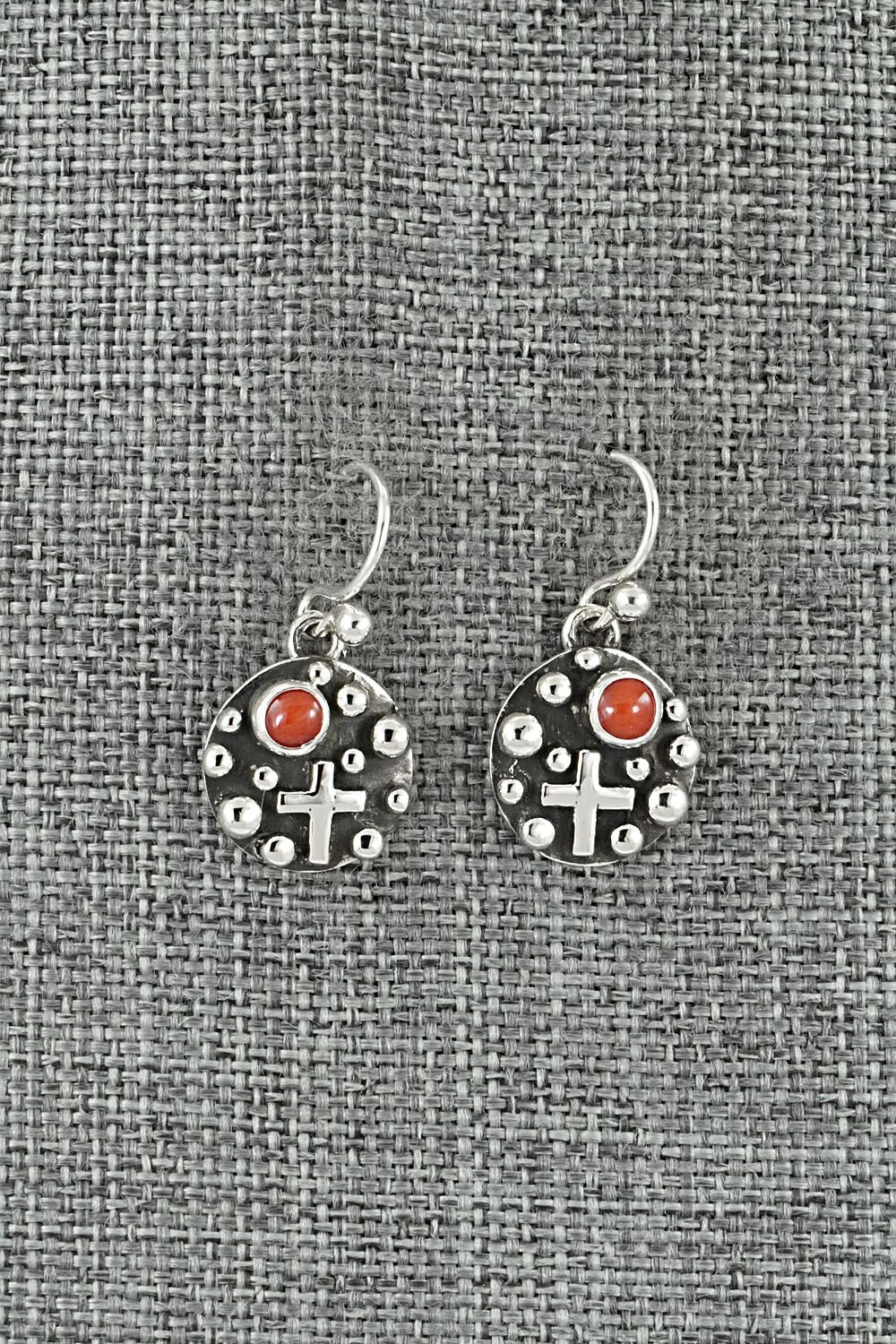 Coral & Sterling Silver Earrings - Akee Douglas