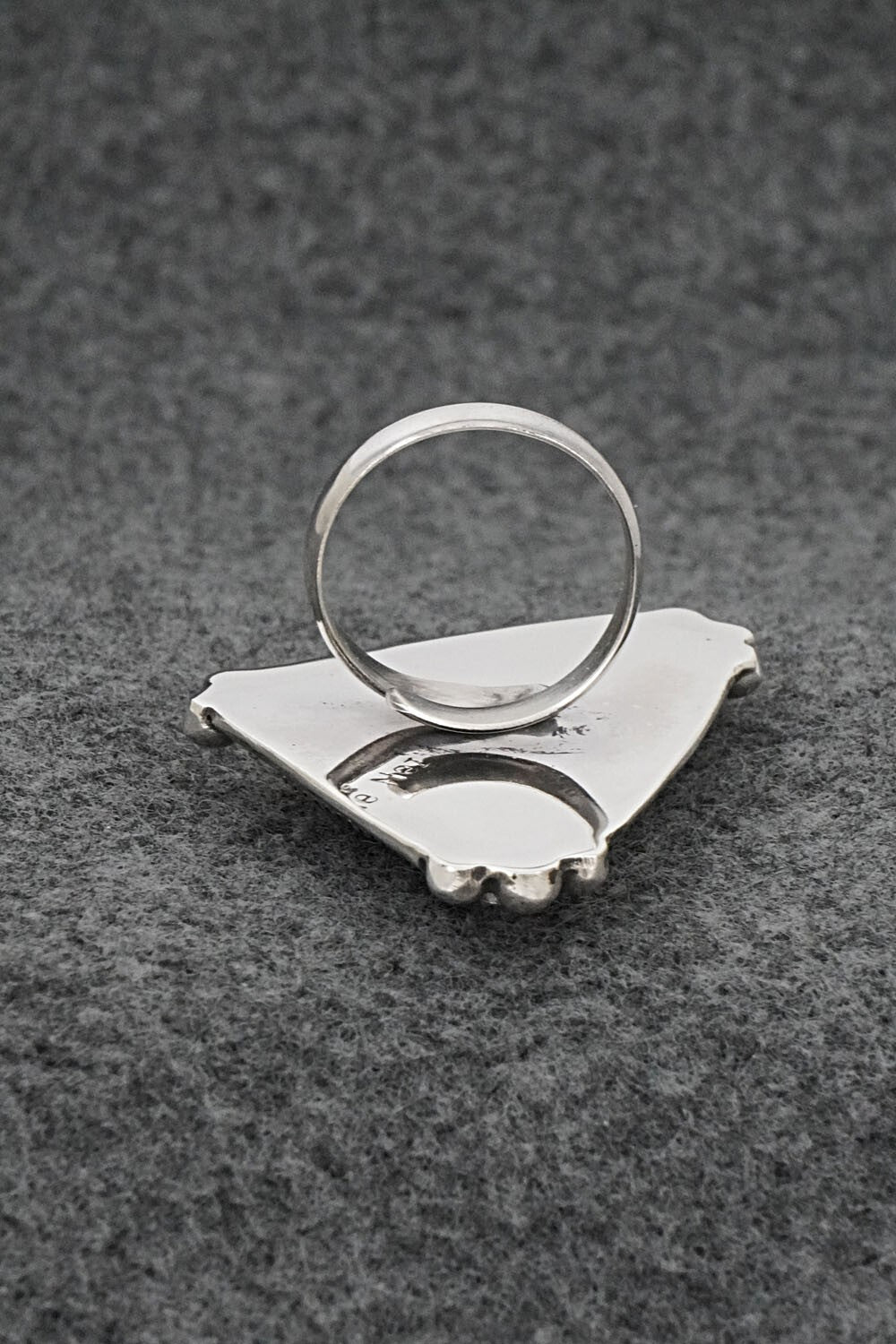 Spiny Oyster & Sterling Silver Ring - Leslie Nez - Size 7 Adj.