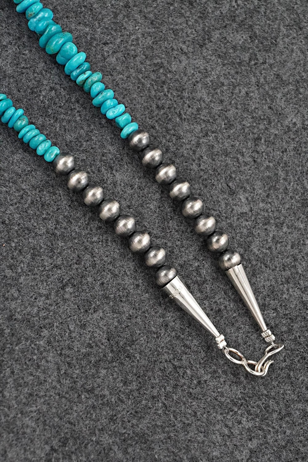 Turquoise & Sterling Silver Necklace 22" - Doreen Jake