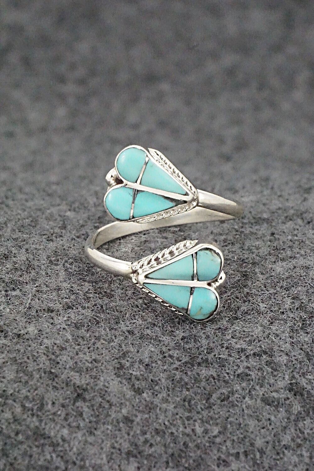 Turquoise & Sterling Silver Ring - Velda Nastacio - Size 8.5 Adj.