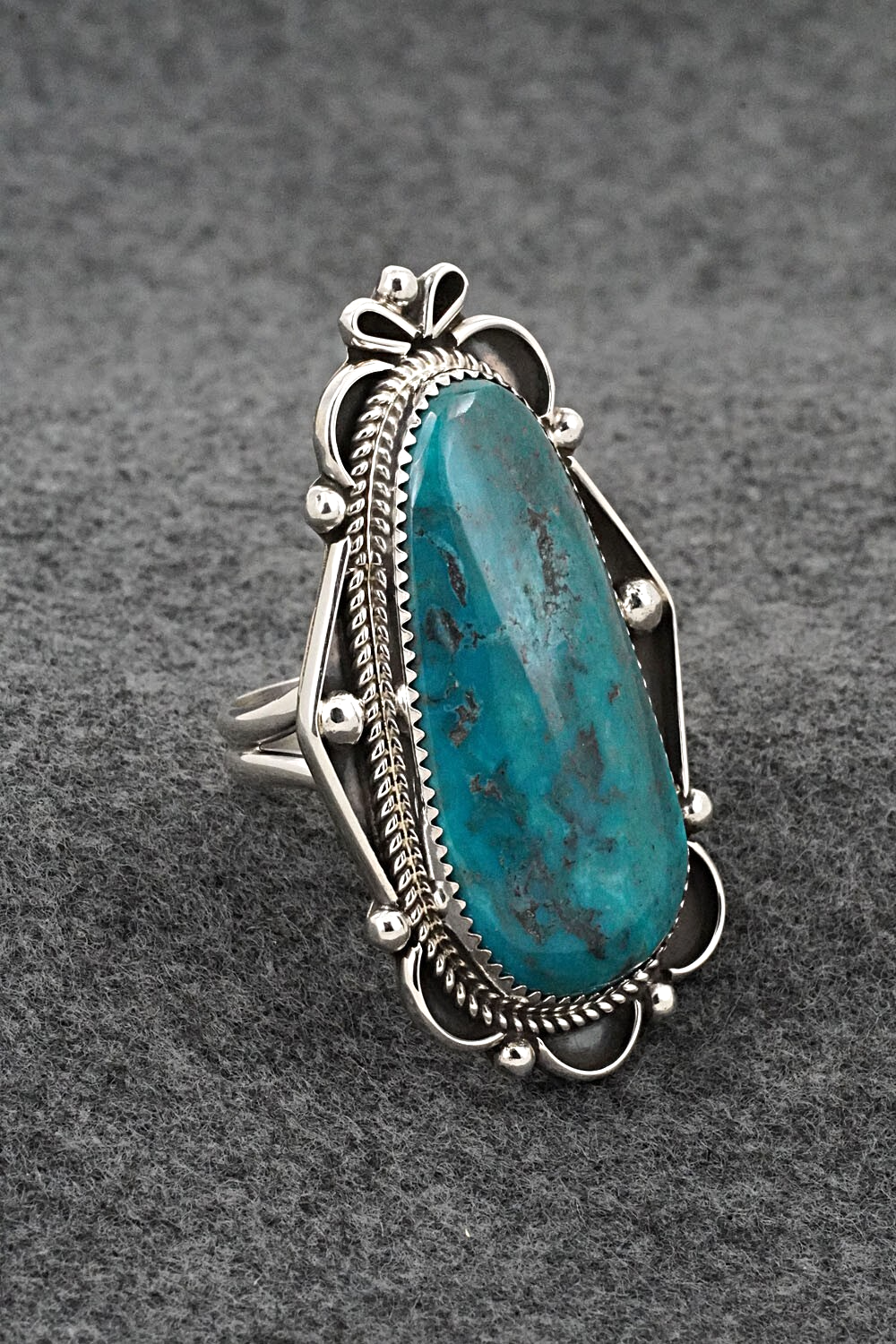 Turquoise & Sterling Silver Ring - Leslie Nez - Size 10.5