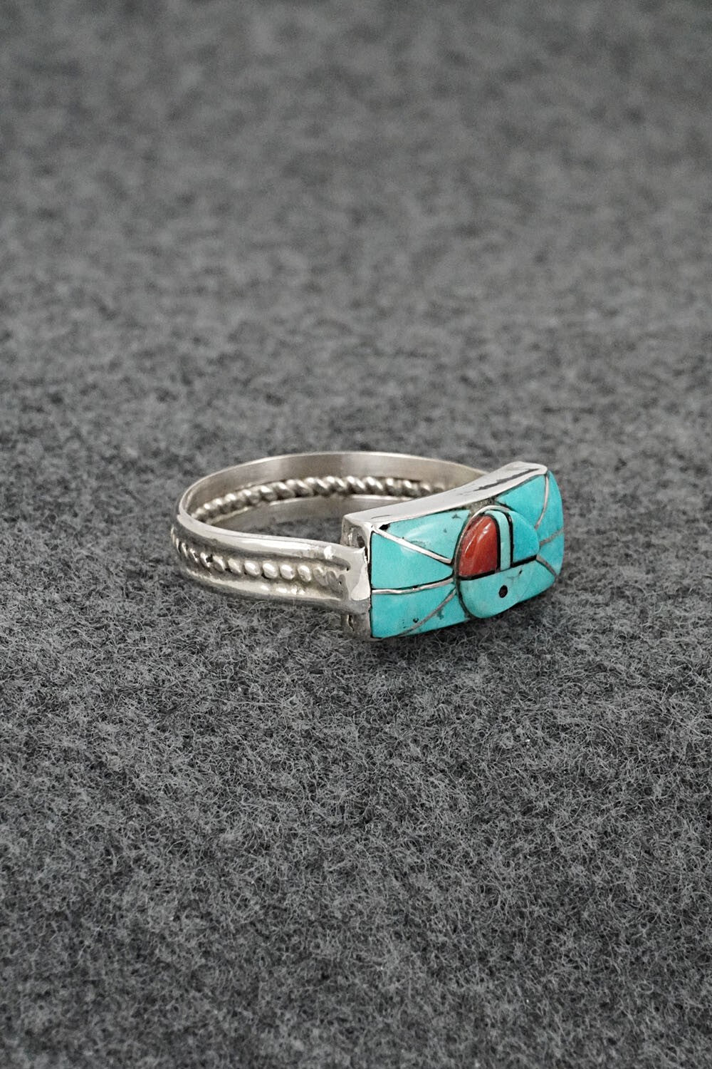 Multi-Stone & Sterling Silver Inlay Ring - Ola Eriacho - Size 10.5