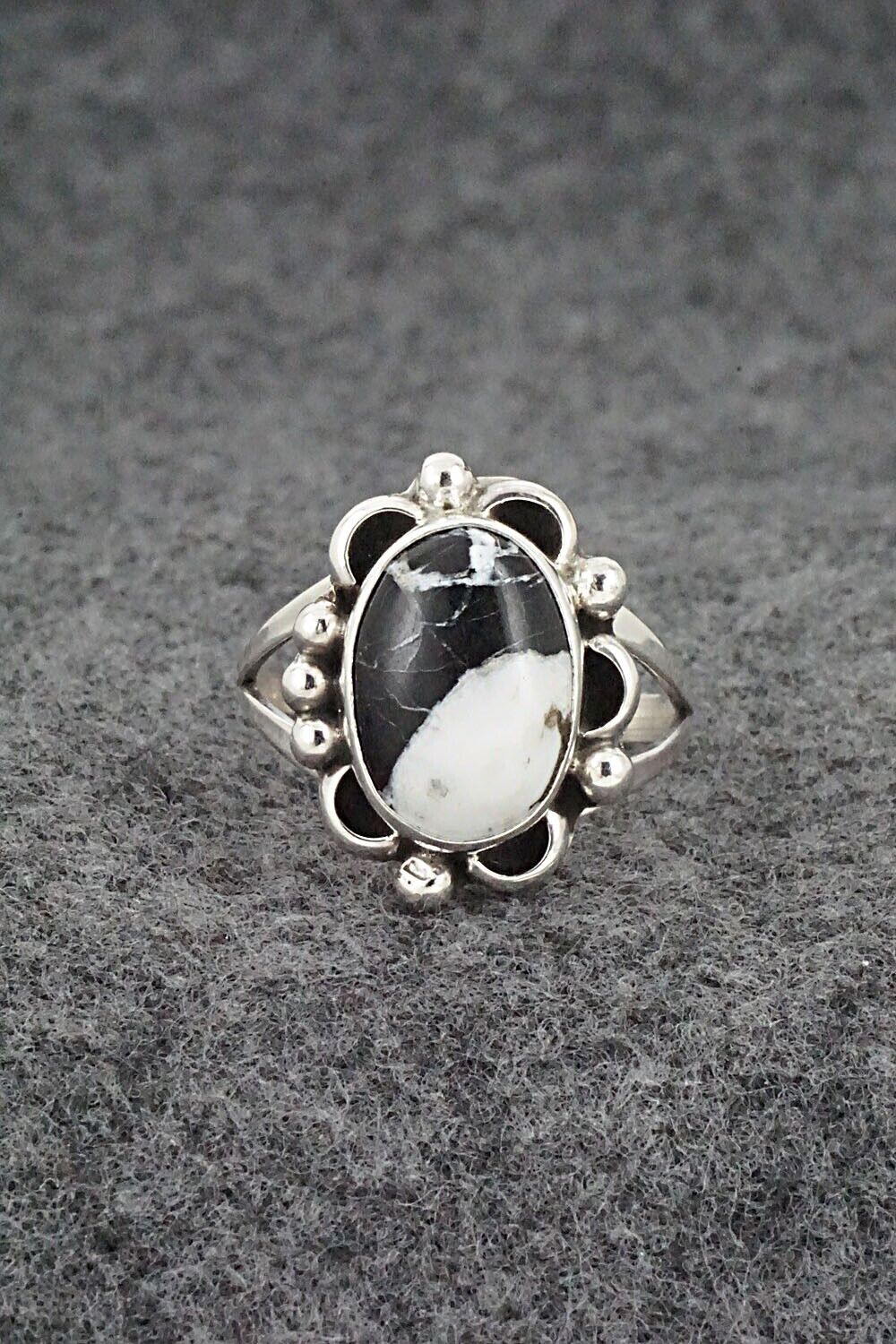 White Buffalo & Sterling Silver Ring - Priscilla Smith - Size 8.5