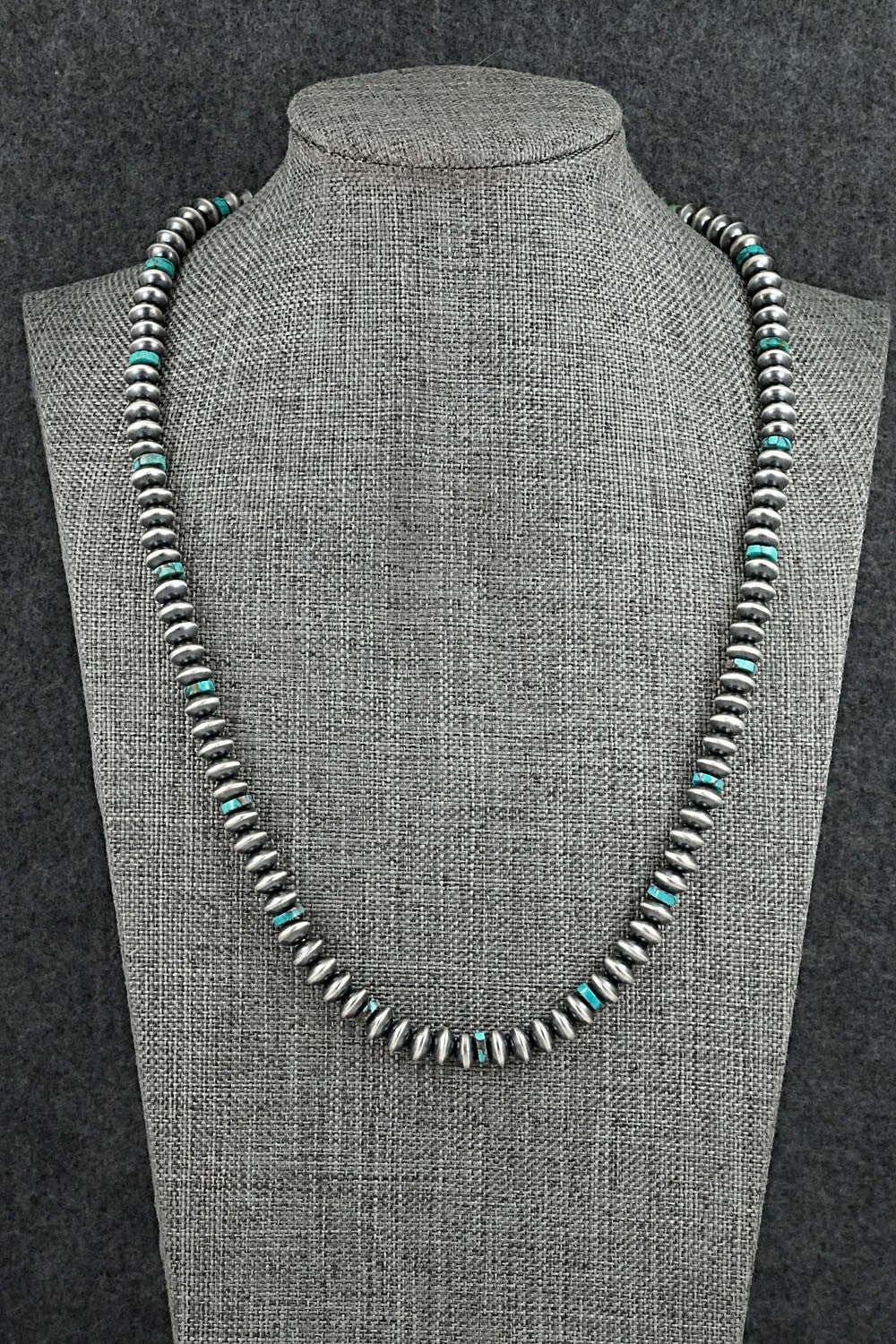 Turquoise & Sterling Silver Navajo Pearl Necklace 20" - Tonisha Haley