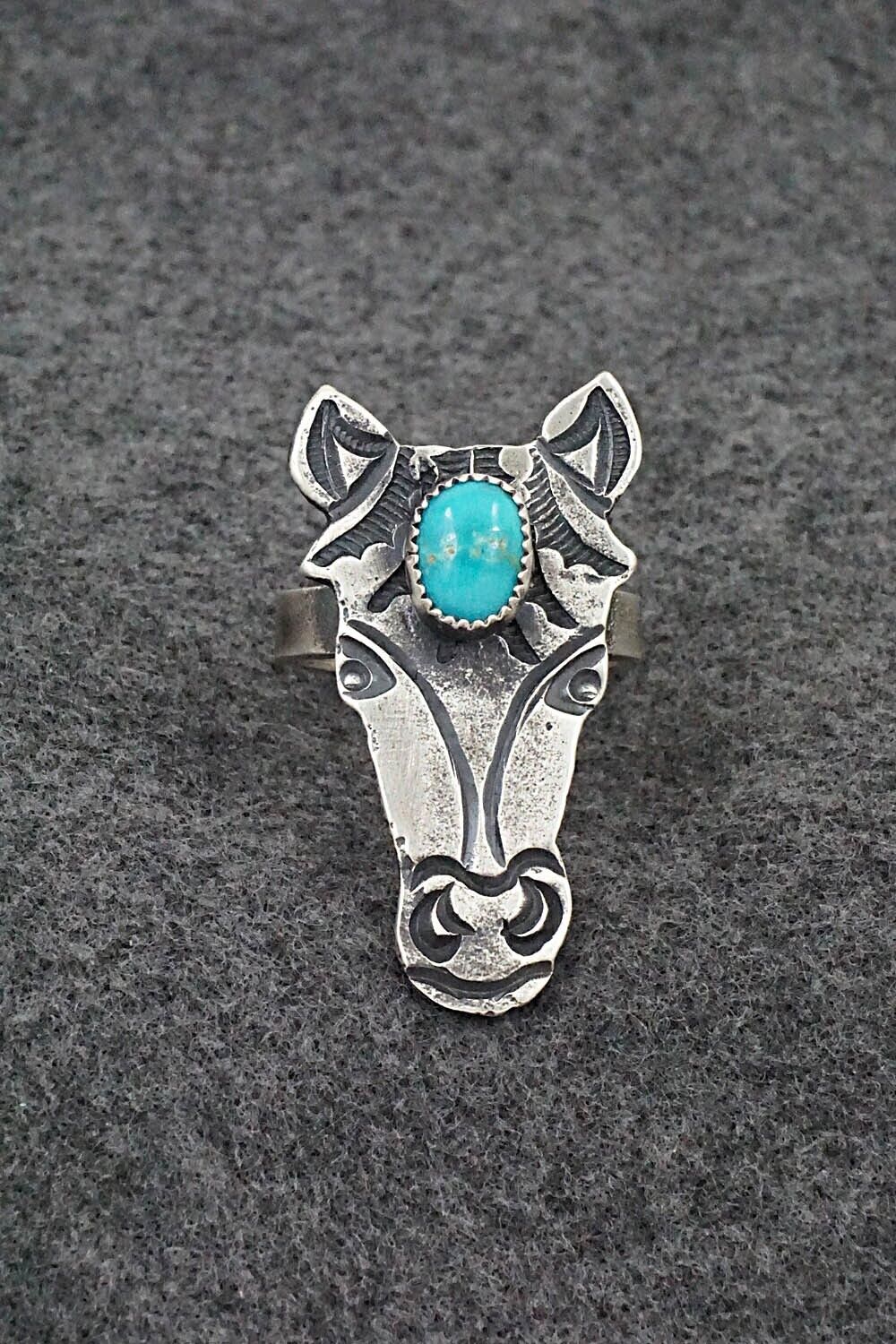 Turquoise & Sterling Silver Ring - Kindale Bilah - Size 10.5 (Adj.)