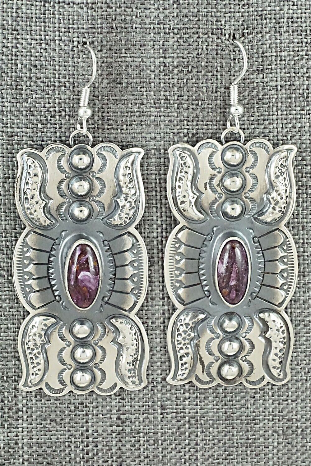 Spiny Oyster & Sterling Silver Earrings - Roland Dixon