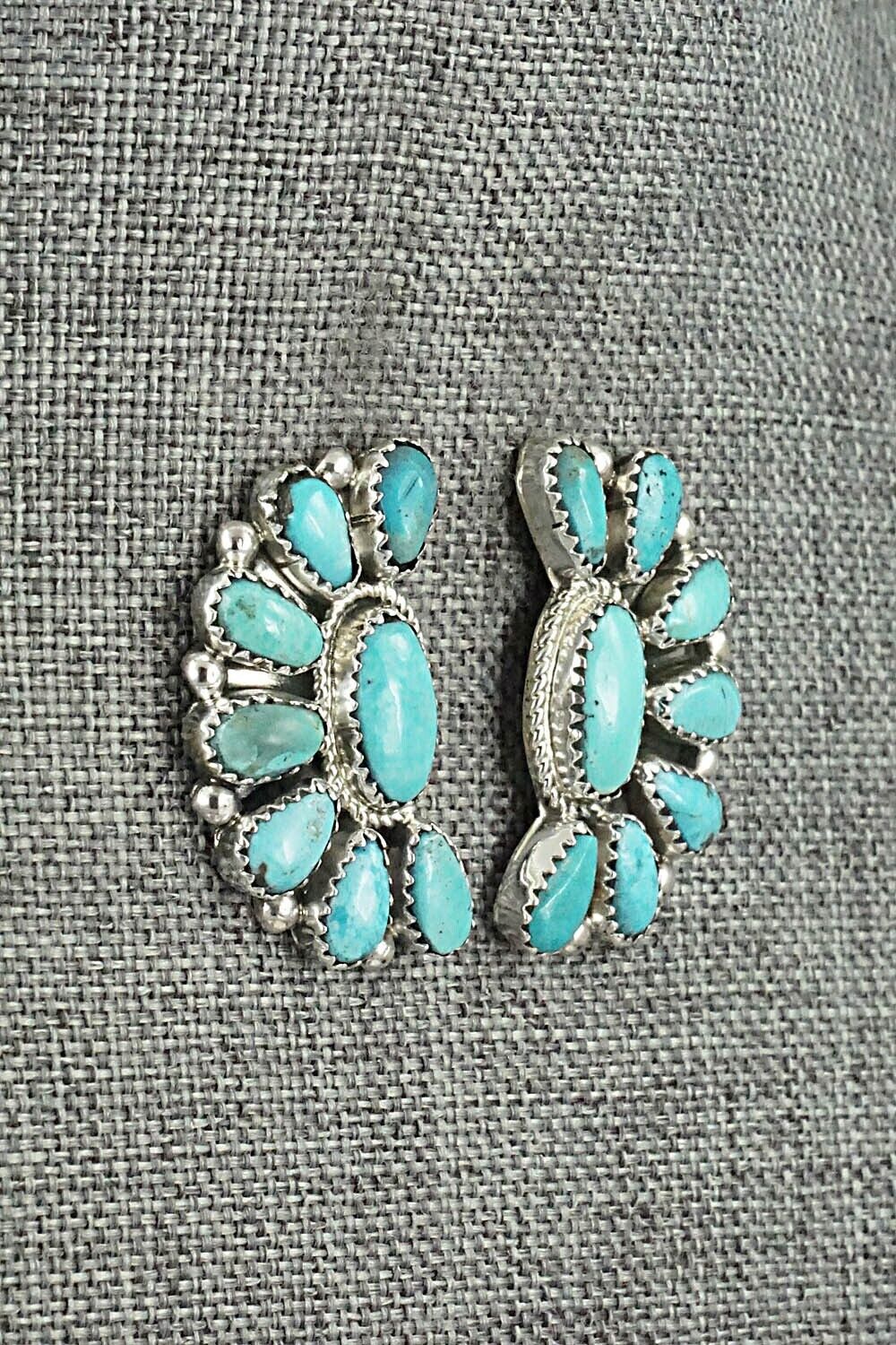 Turquoise & Sterling Silver Necklace and Earrings Set - Eunise Wilson