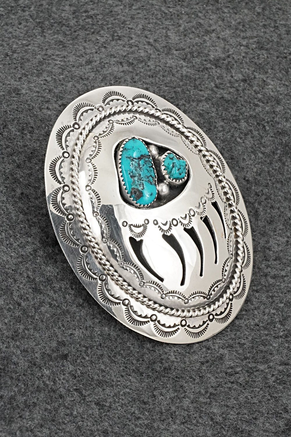 Turquoise & Sterling Silver Belt Buckle - Wilbert Muskett Sr.