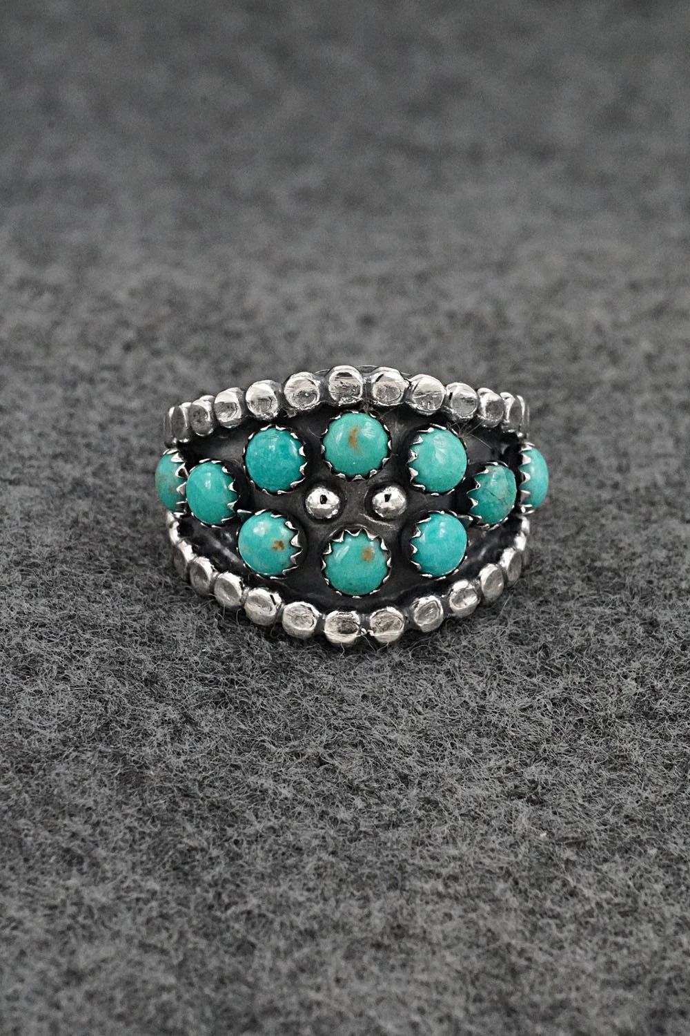 Turquoise & Sterling Silver Ring - Kenny Lonjose - Size 8.5
