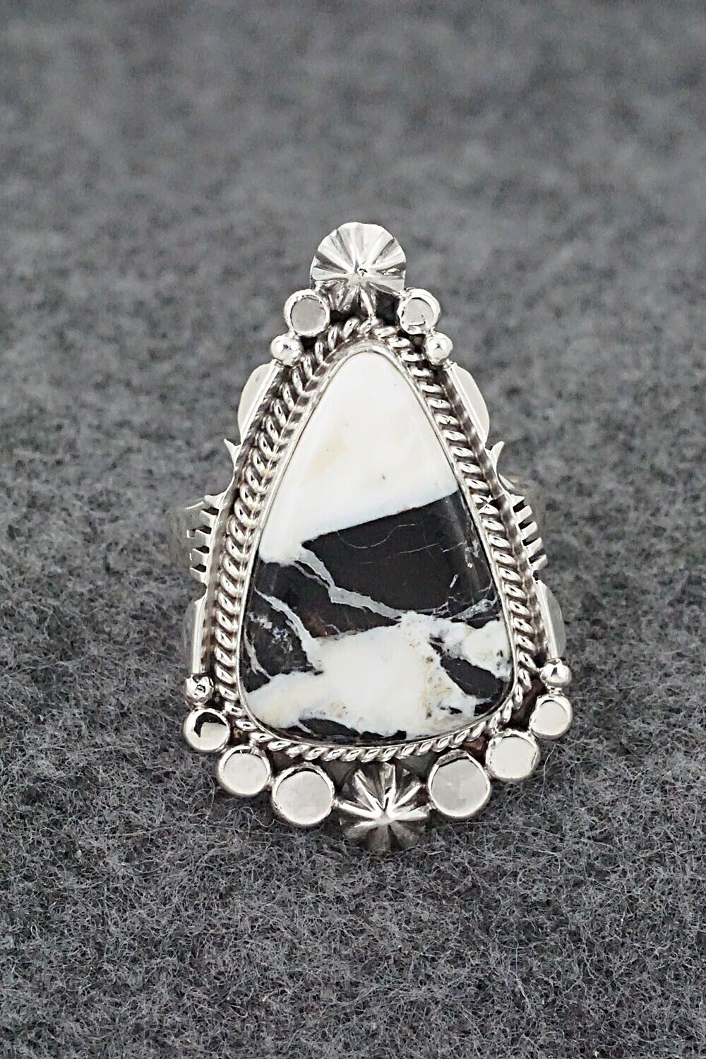 White Buffalo & Sterling Silver Ring - Daniel Benally - Size 9.5