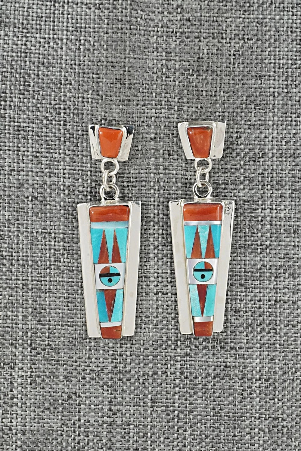 Multi-Stone & Sterling Silver Inlay Earrings - Rayland Edaakie