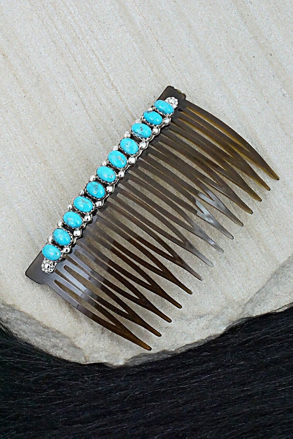 Turquoise & Sterling Silver Hair Combs - Martin Muskett
