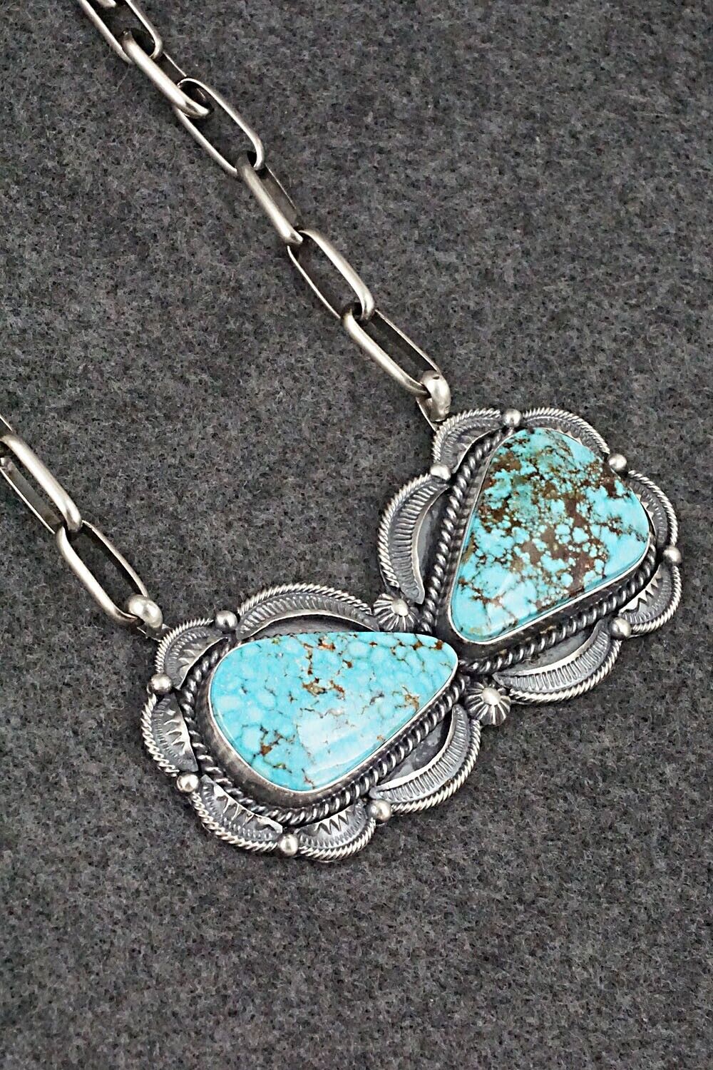 Turquoise & Sterling Silver Necklace - Raymond Delgarito