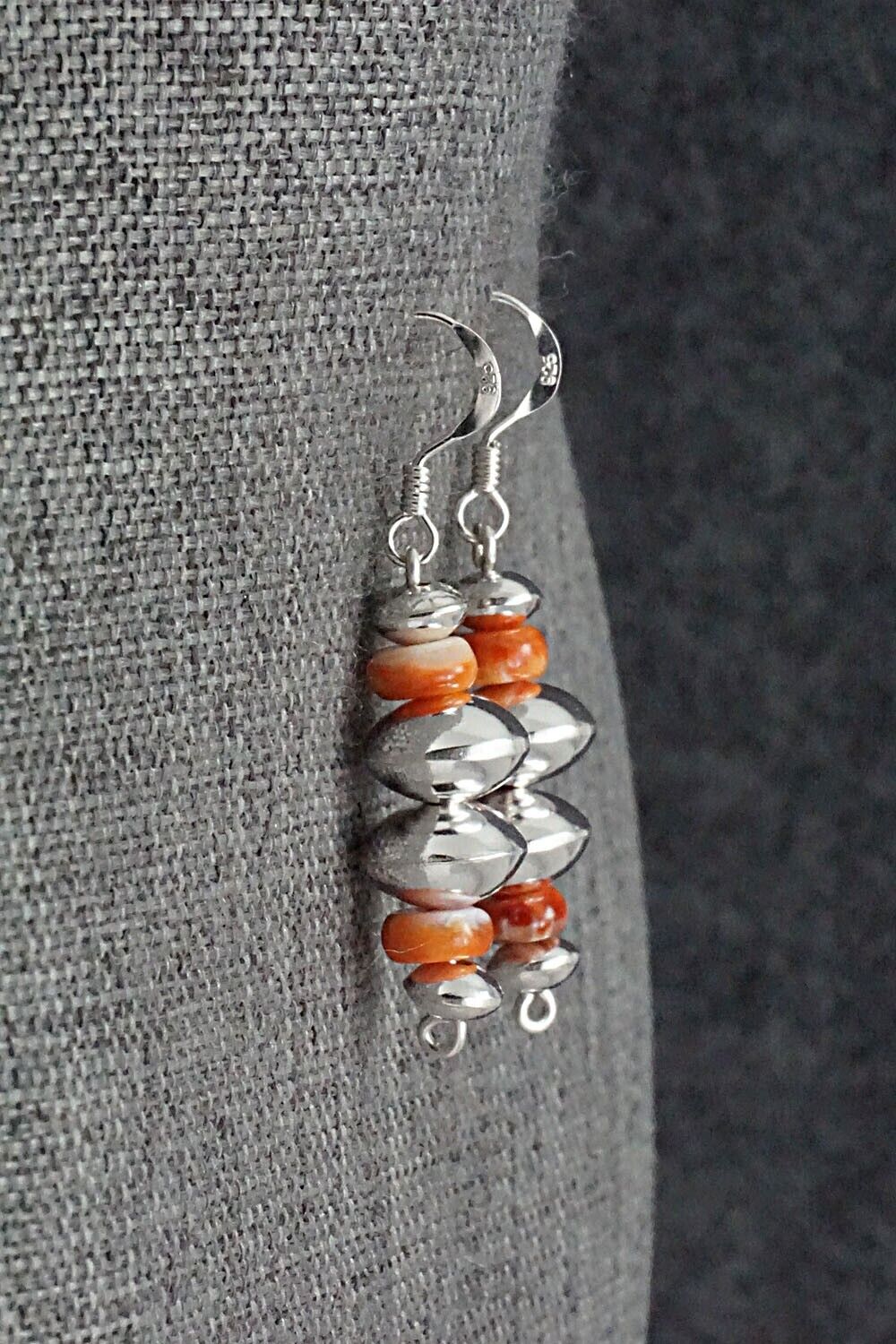 Spiny Oyster & Sterling Silver Navajo Pearl Earrings - Presley Haley