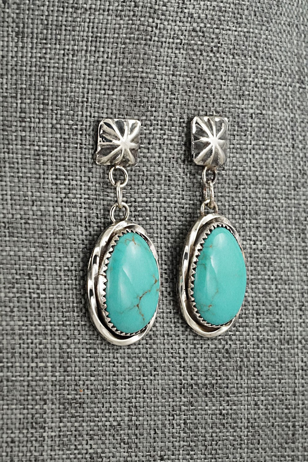 Turquoise & Sterling Silver Earrings - Ernest Hawthorne