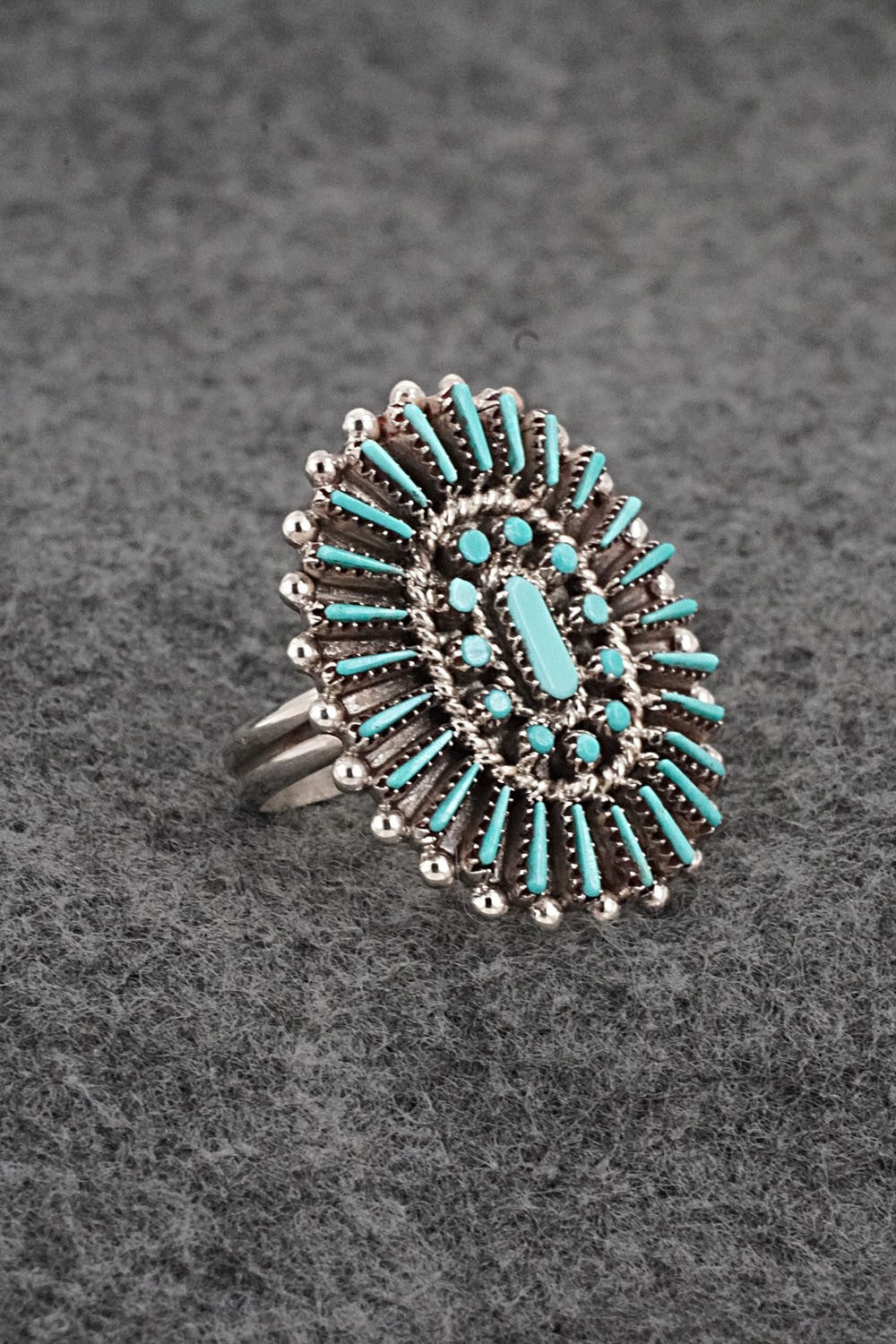 Turquoise & Sterling Silver Ring - Shirley Lahi - Size 9
