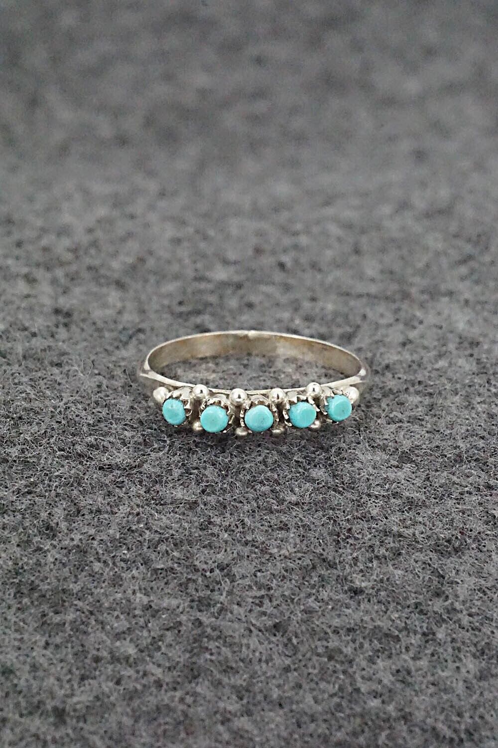 Turquoise & Sterling Silver Ring - April Haloo - Size 7.25