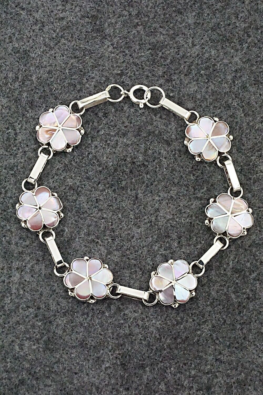 Mother of Pearl & Sterling Silver Link Bracelet - Gina Dosedo