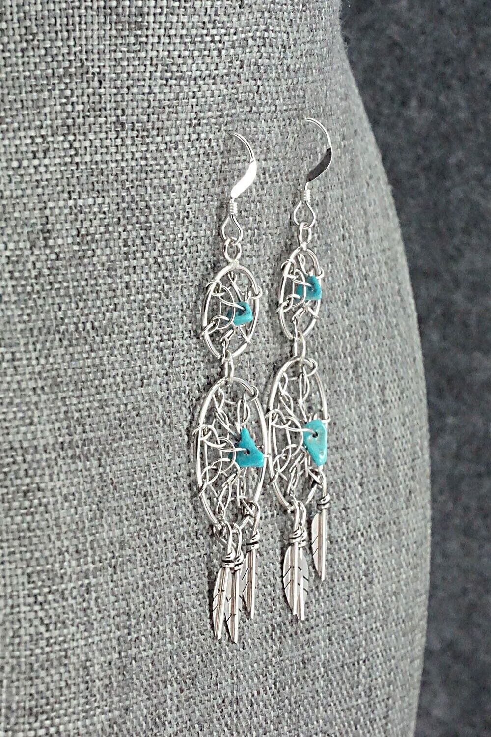 Turquoise & Sterling Silver Earrings - Lorenzo Arviso Jr.