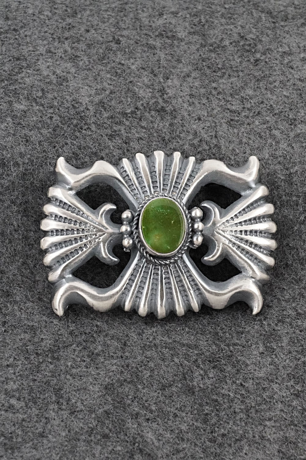 Turquoise & Sterling Silver Belt Buckle - Harrison Bitsue