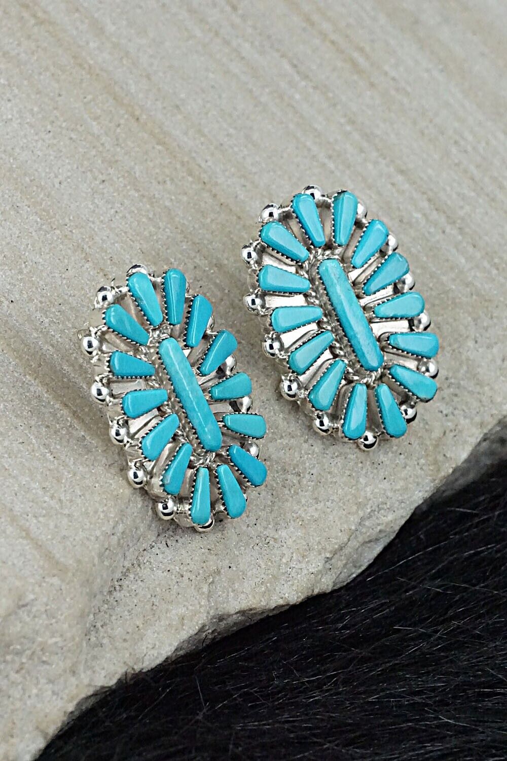 Turquoise & Sterling Silver Earrings - Vera Halusewa