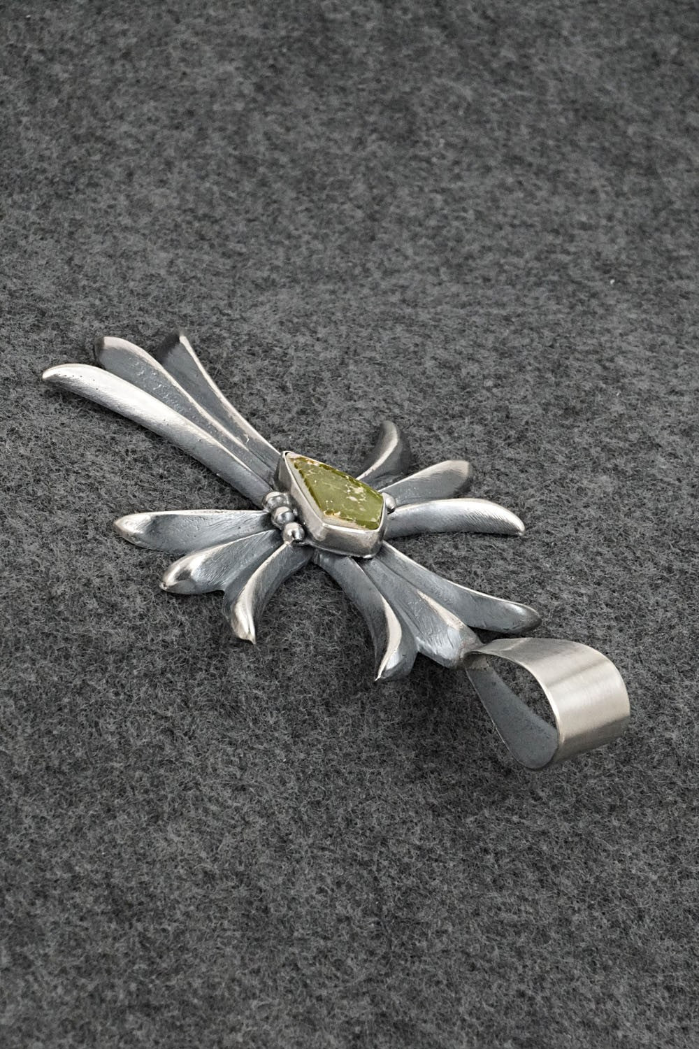 Turquoise & Sterling Silver Pendant - Harrison Bitsue