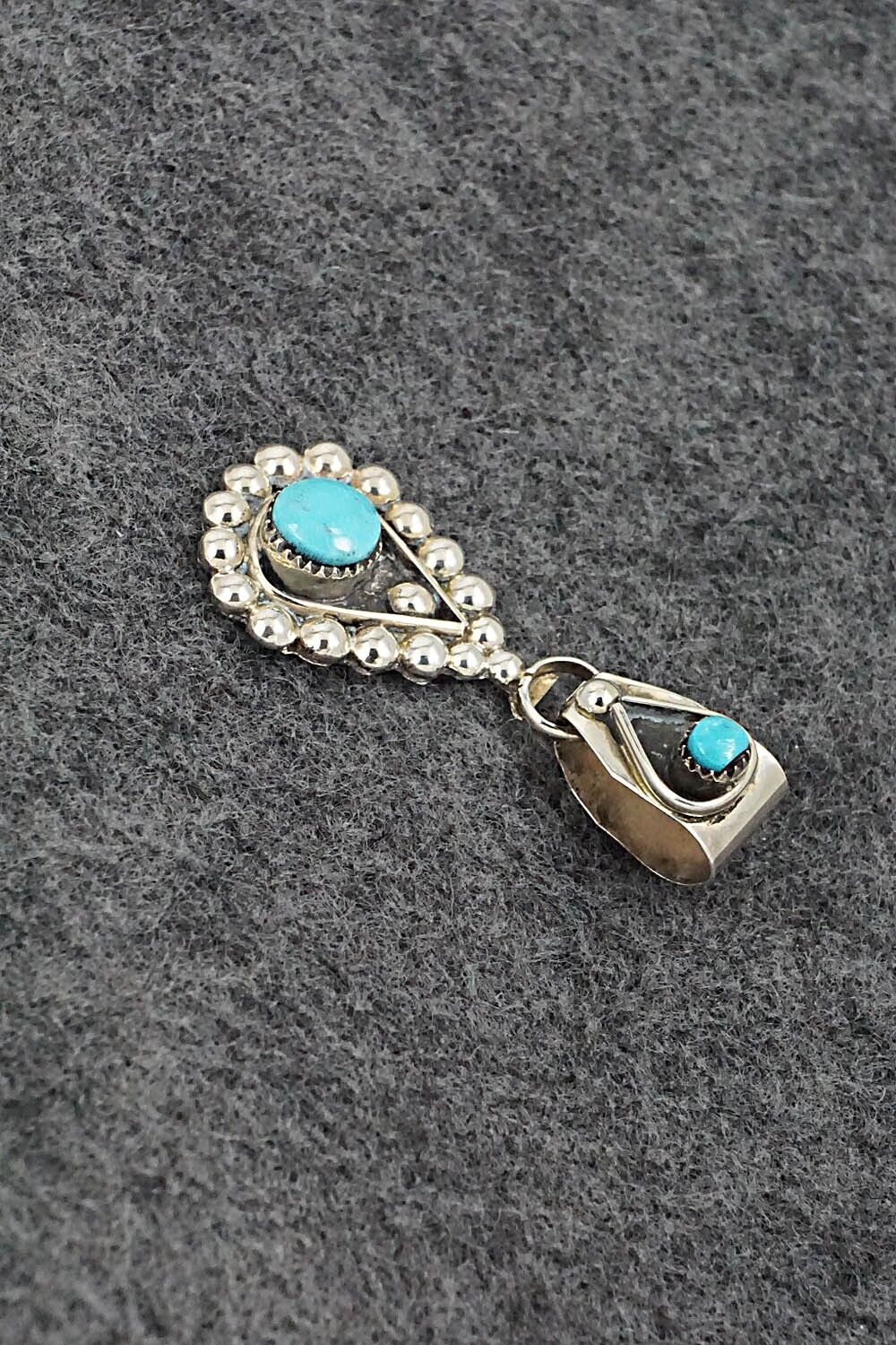 Turquoise and Sterling Silver Pendant - Verdie Booqua