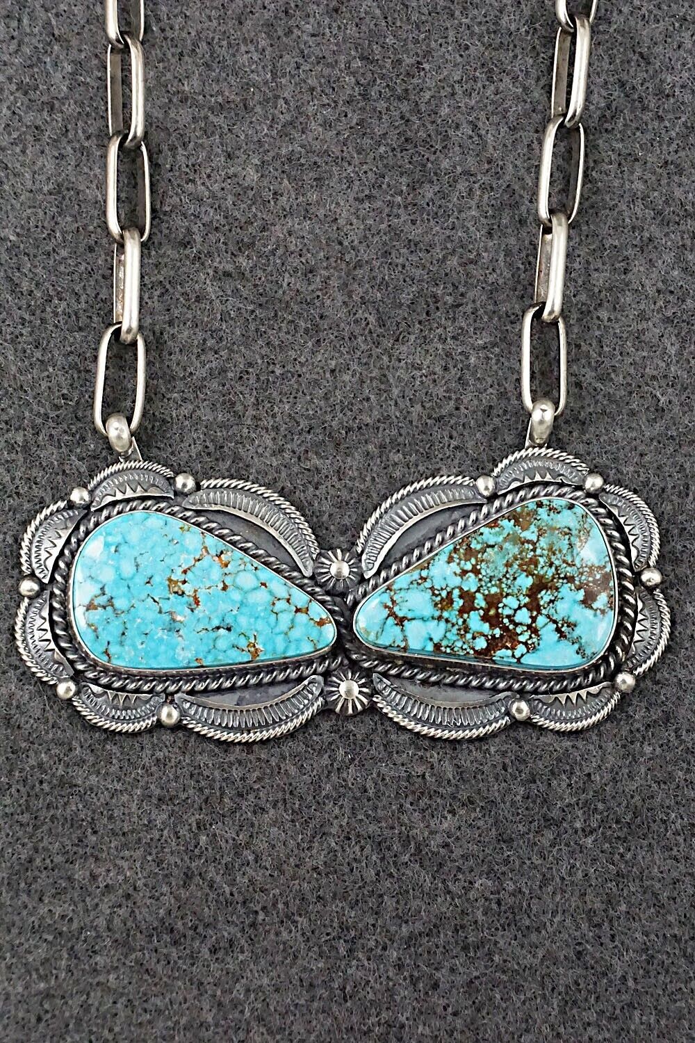 Turquoise & Sterling Silver Necklace - Raymond Delgarito