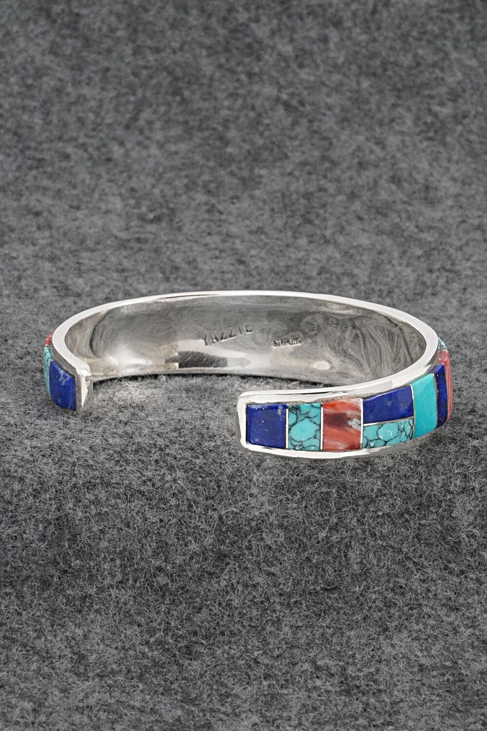 Multi-Stone Inlay & Sterling Silver Bracelet - Edison Yazzie