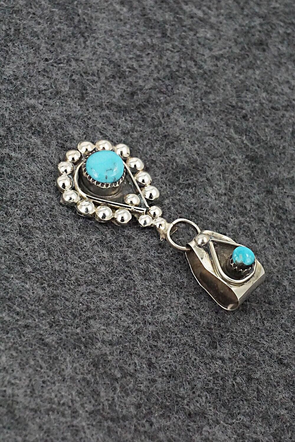 Turquoise and Sterling Silver Pendant - Verdie Booqua
