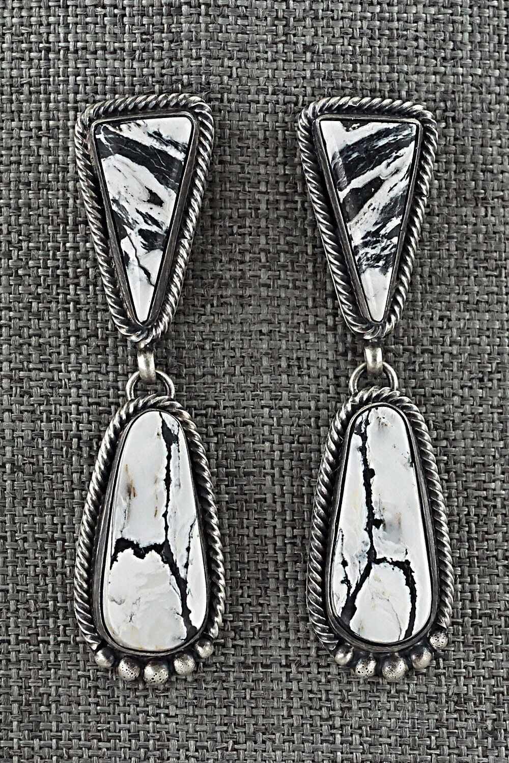 White Buffalo & Sterling Silver Earrings - Angela Martin