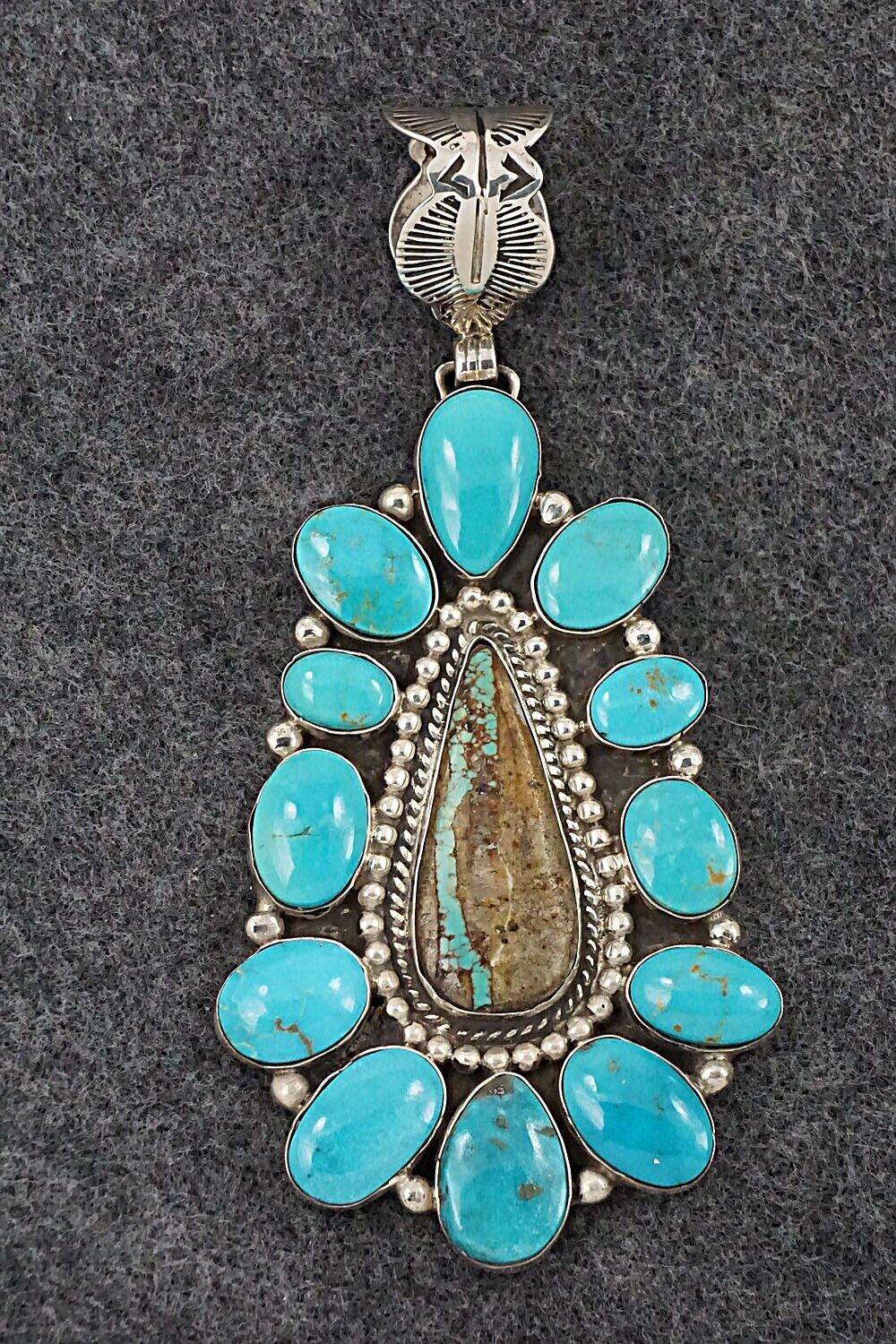 Turquoise and Sterling Silver Pendant - Vernon Johnson