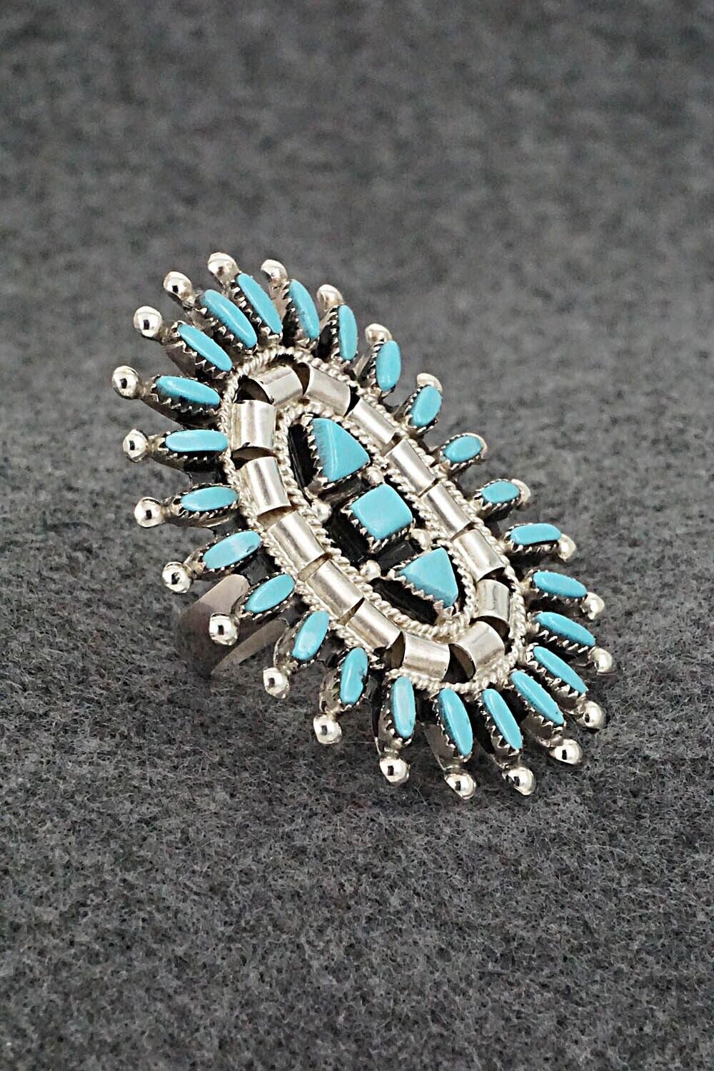 Turquoise & Sterling Silver Ring - Evonne Hustito - Size 7.5