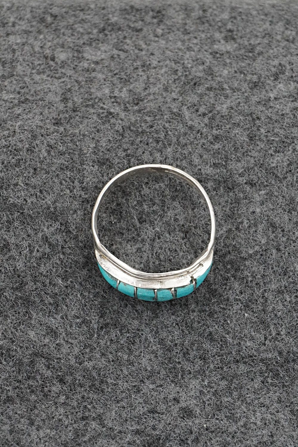 Turquoise & Sterling Silver Inlay Ring - Ola Eriacho - Size 9