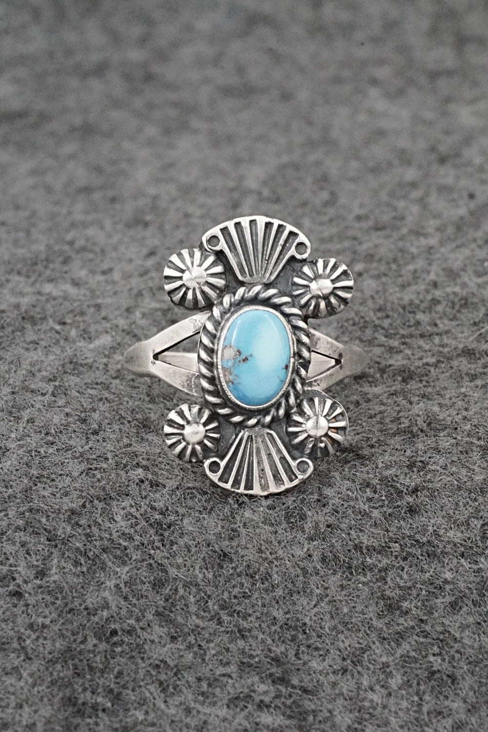 Turquoise and Sterling Silver Ring - Jerryson Henio - Size 10