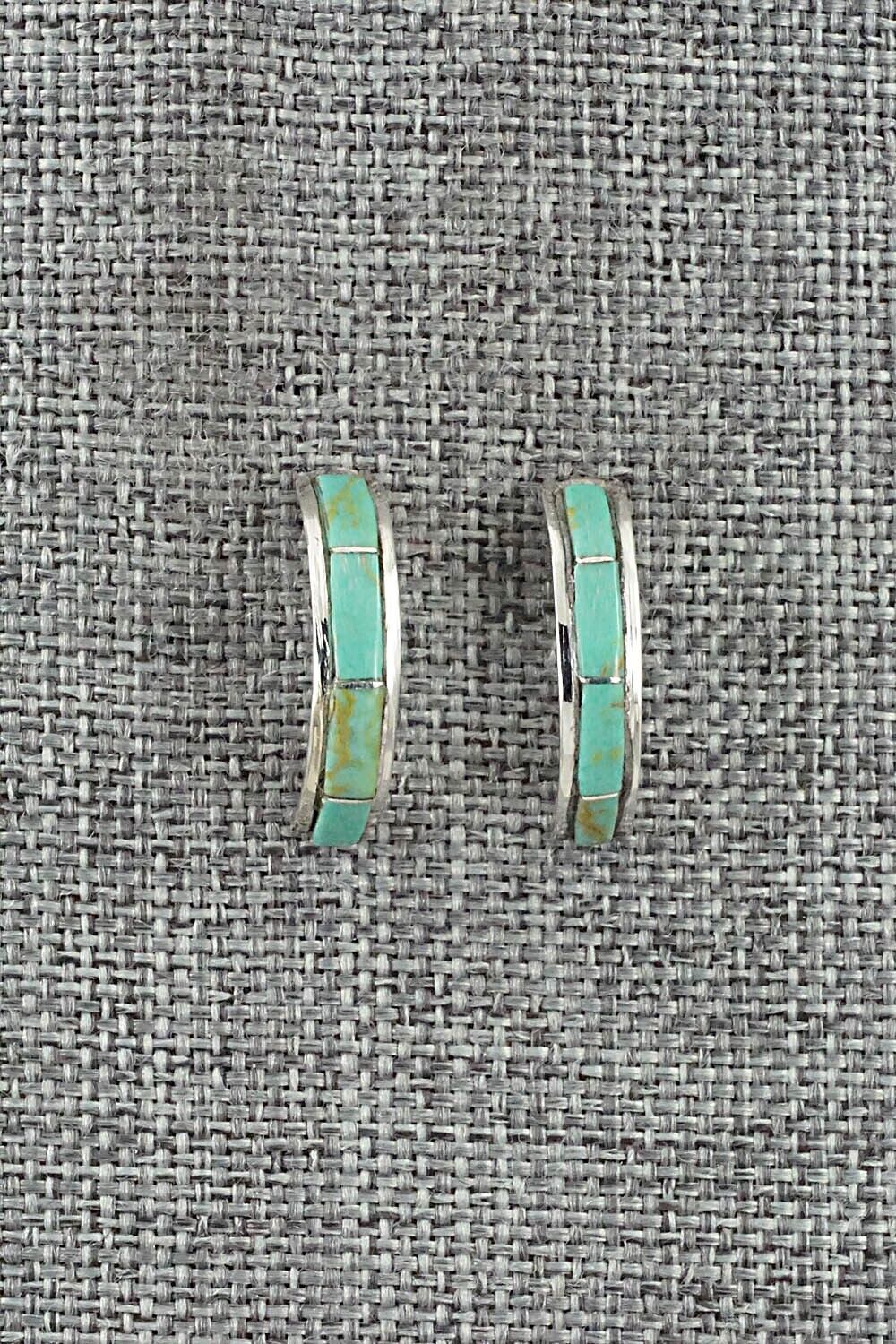 Turquoise & Sterling Silver Hoop Earrings - Alton Tom