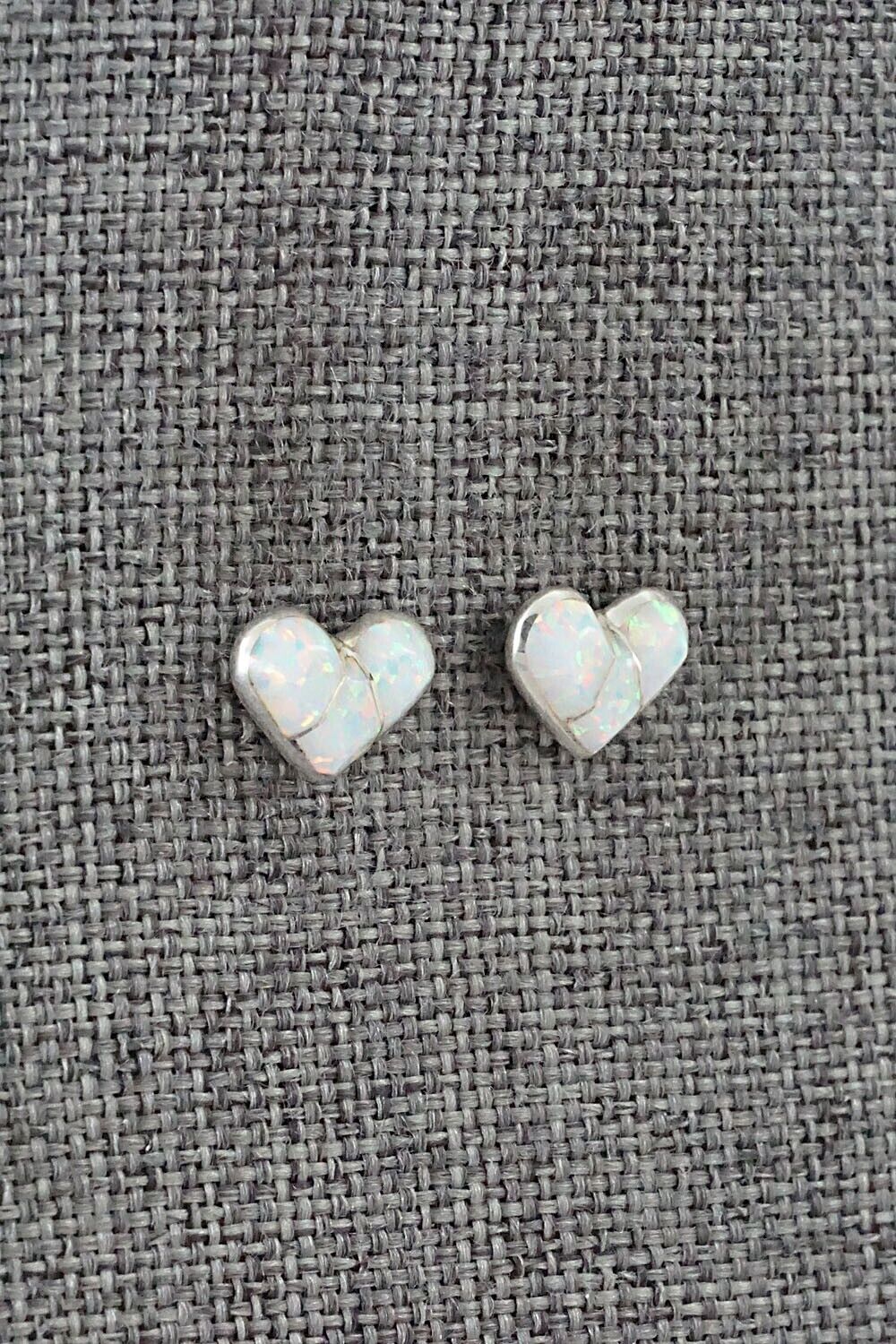 Opalite & Sterling Silver Inlay Earrings - Jolena Haskie