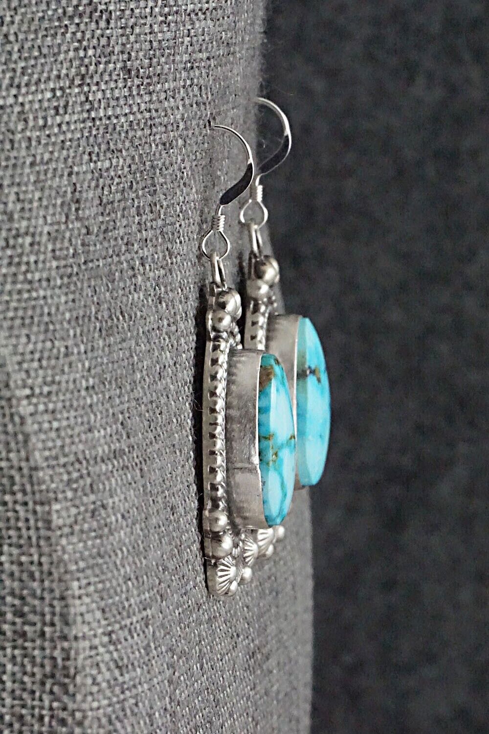 Turquoise & Sterling Silver Necklace and Earrings Set - Tom Lewis