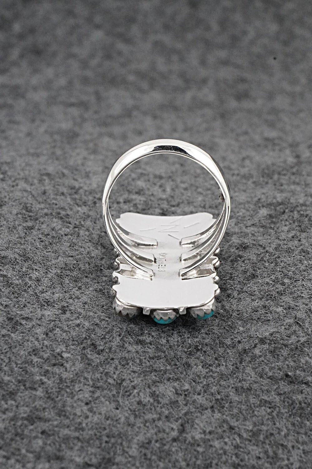 Turquoise & Sterling Silver Ring - Kenny Lonjose - Size 6.5