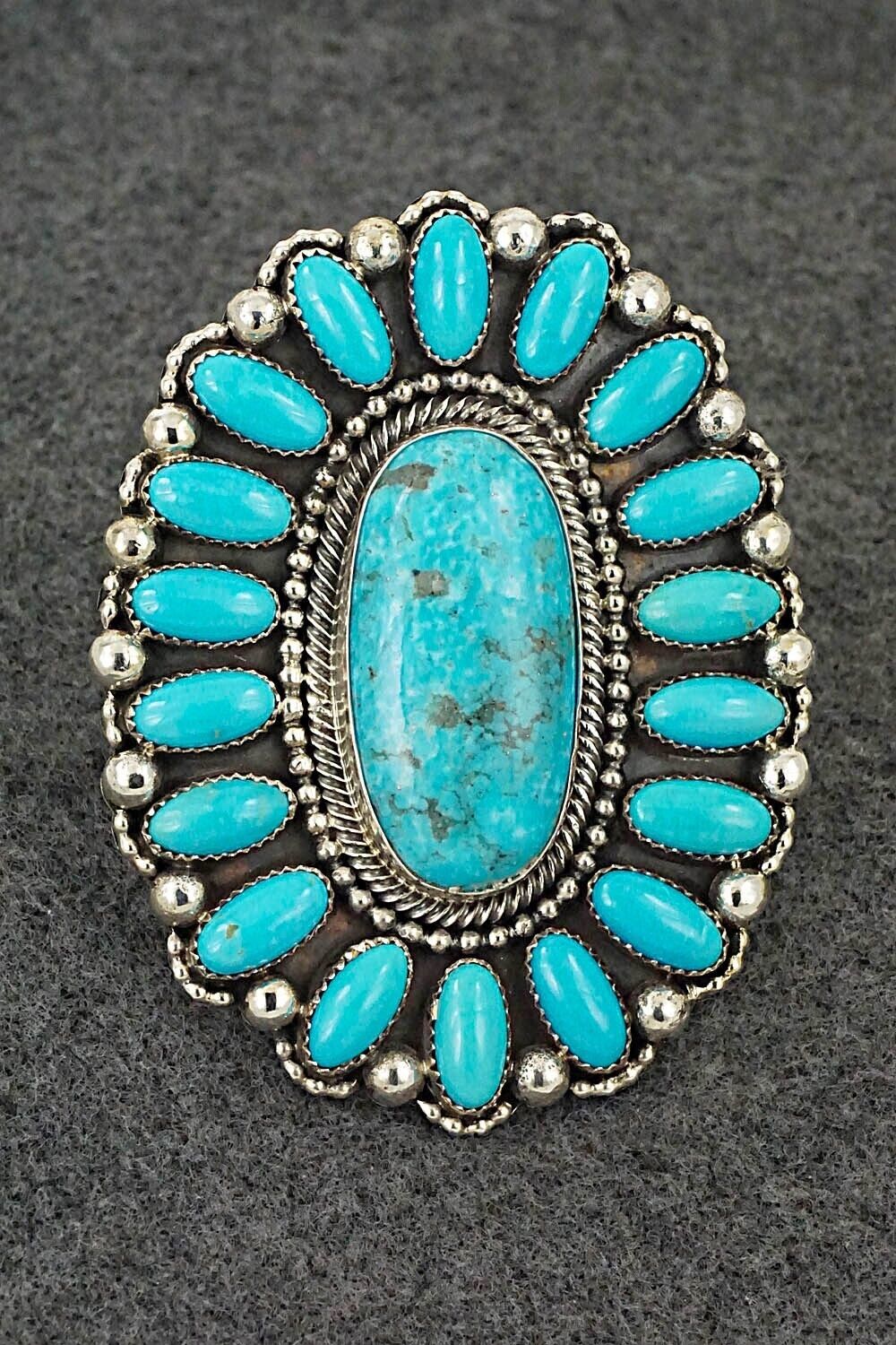 Turquoise & Sterling Silver Ring - Hemerson Brown - Size 9 (Adj)