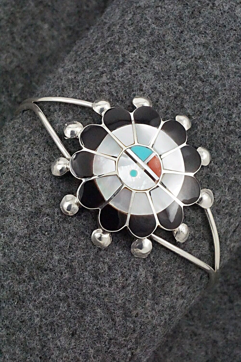 Multi-Stone & Sterling Silver Inlay Bracelet - Pauline Lonjose