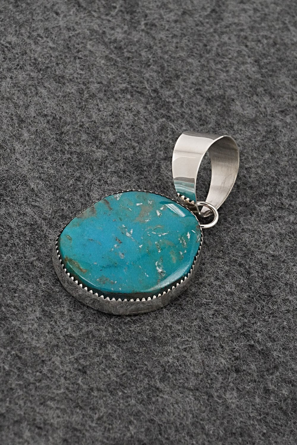 Turquoise and Sterling Silver Pendant - Leslie Nez