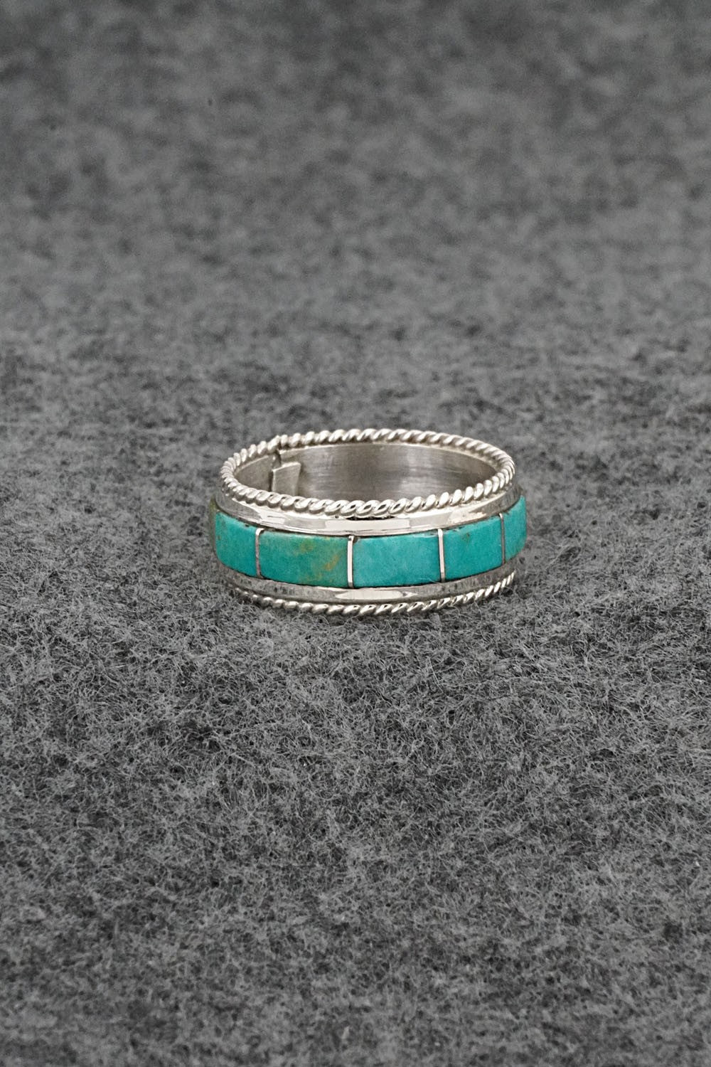 Turquoise & Sterling Silver Ring - Bruce Johnson - Size 8.5