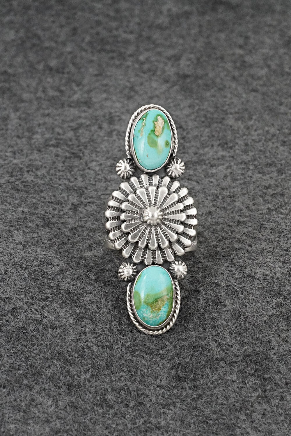 Turquoise & Sterling Silver Ring - Samuel Yellowhair - Size 8.5