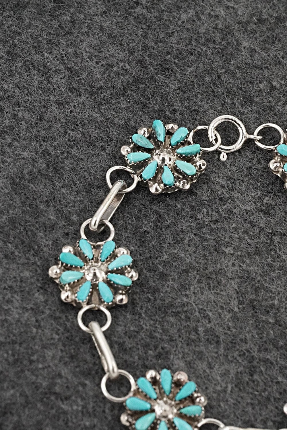 Turquoise & Sterling Silver Link Bracelet - David Leekity