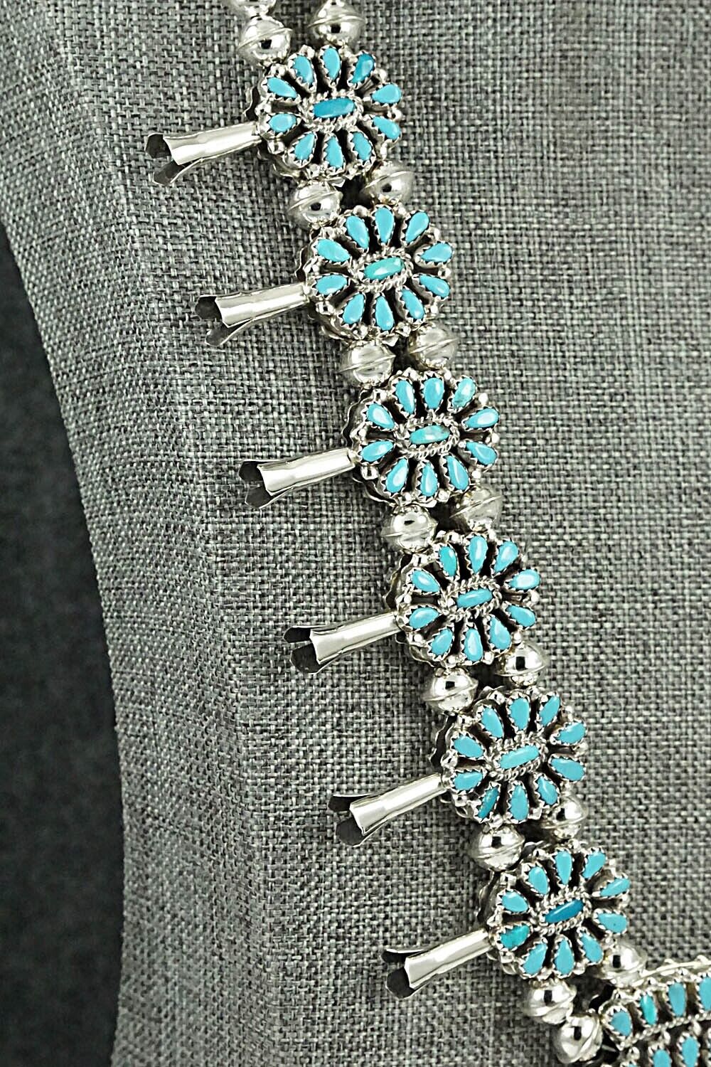 Turquoise, Coral & Sterling Silver Squash Blossom Set - Elton Jones