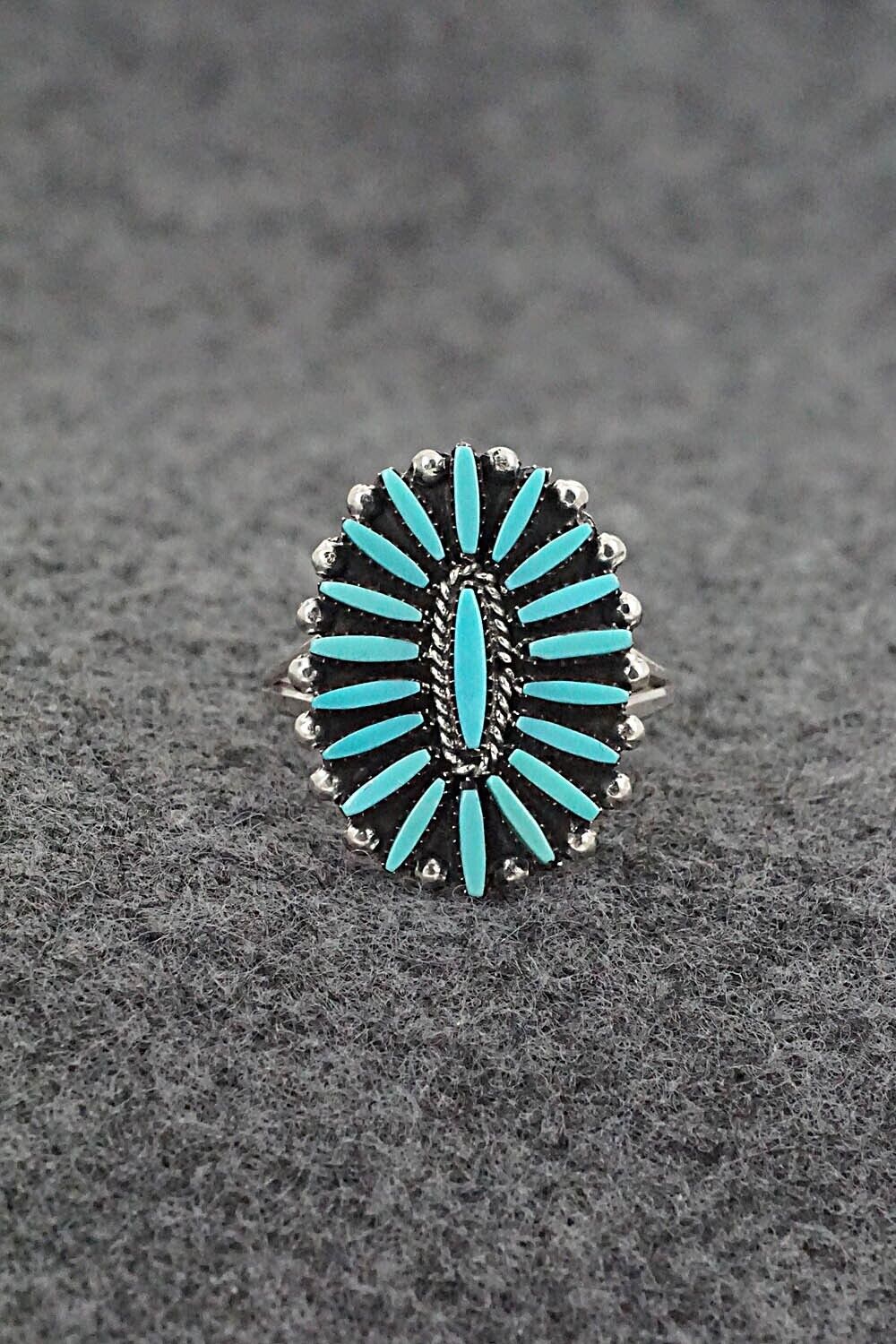 Turquoise & Sterling Silver Ring - Fritzon Owaleon - Size 7.5